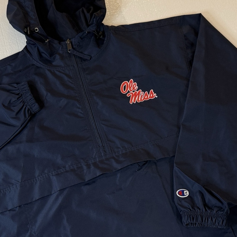 Ole Miss Champion Authentic Athleticwear Collegiate Hooded Rain Jacket Mens Med